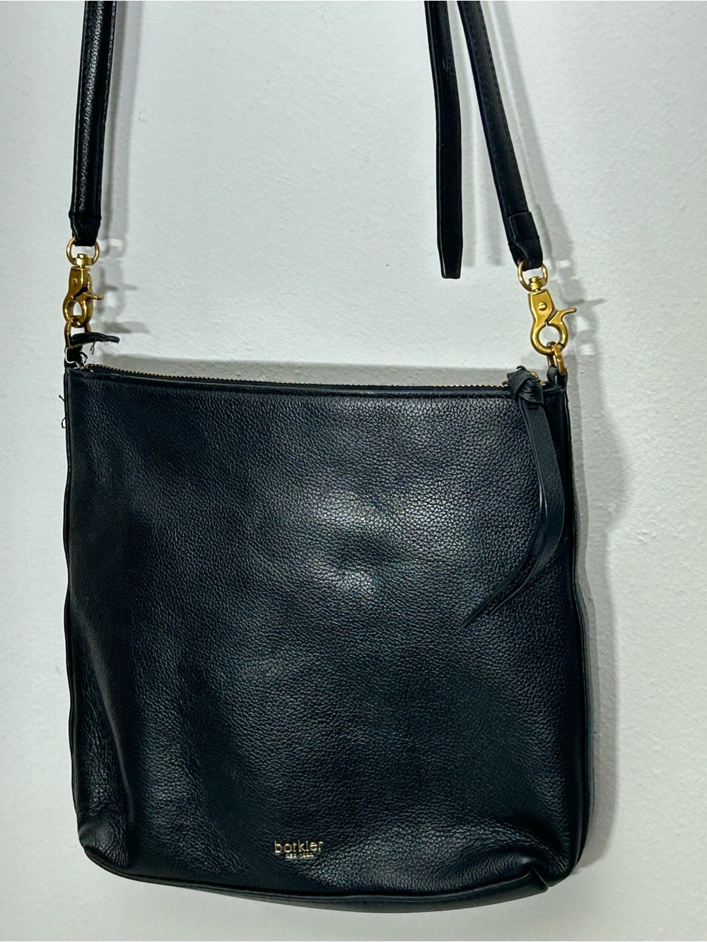 Botkier Black Beatrice Leather Crossbody with Gold Hardware Accents